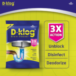 D-Klog Drain Cleaner Powder (45g x 1 Units), Removes Clogs, Blockages in Washbasin, Septic Tank, Sinks, Pipes within 30 mins | Drain expert | Sink cleaner| Toilet Cleaner - Image 6