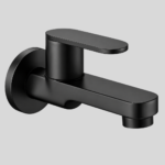 Wall Mounted WC Area BIB Cock (Matt Black) | Top Lever, Brass Body, with Wall Flange | Bib Tap for Bathroom, Toilet, Home |